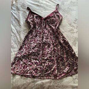 Y2K Purple Filigree Satin Babydoll Mini Slip Dress 18/20 Fairycore Whimsigoth